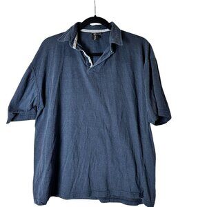 BURNSIDE Super Soft Navy Kint Polo Shirt Short Sleeve Size Large